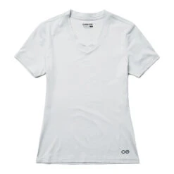 OOfos Women's COOl Down V Neck - Light Gray Heather